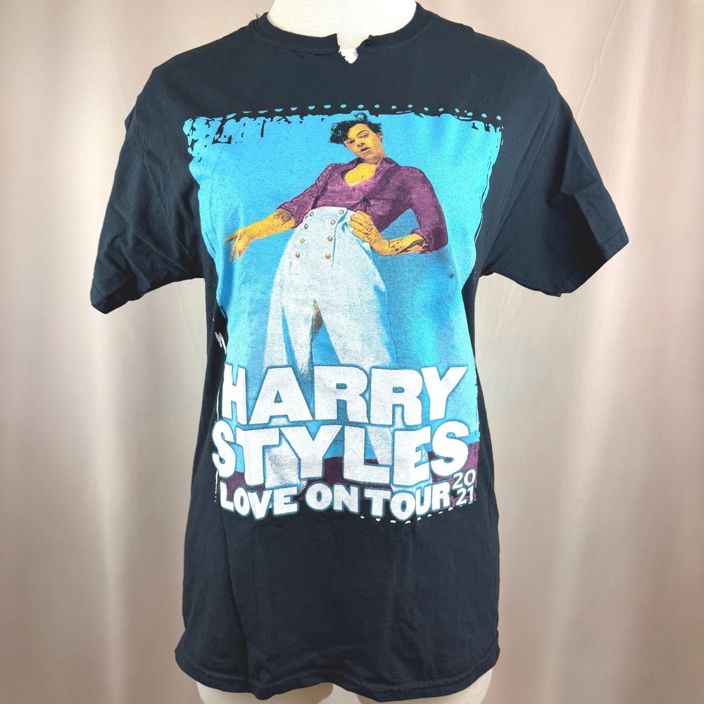 Harry Styles|Mens T-Shirt Black |M|Love on Tour 2021 Merch Tour Concert Cotton
